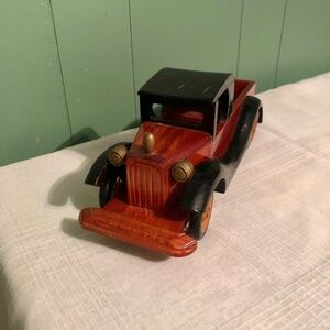 Vintage Handmade Wooden Model Open Bed Pickup Truck 11.25" Wood Antique Look